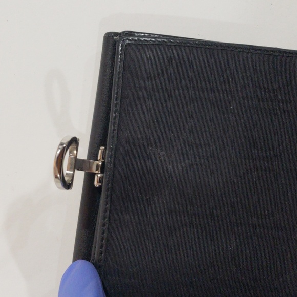 Luxury Salvatore Ferragamo Coin Wallet – Canvas & Black Leather, Gancini Clip - Picture 8 of 15